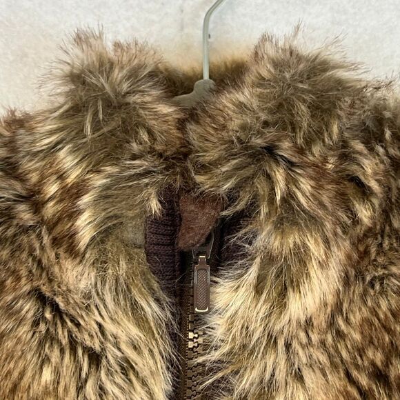 STARTING OUT Vest Girls Size 9 Months Brown Faux Fur Full Zip Sleeveless 9M Flaw - Picture 2 of 12